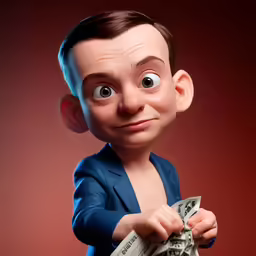 a person with a surprised look on their face and money