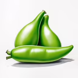 two green peppers sitting in the shape of a pair