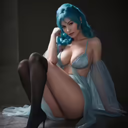 a sexy woman wearing fishnets is posing for the camera