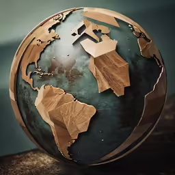 an image of a wooden globe on a table