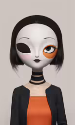 a white doll is wearing a orange dress