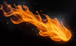 close - up of an abstractly colored fire flame on a black background