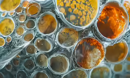 closeup view of oil and water bubbles