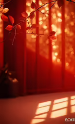 light streams down on the red wall from the window