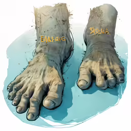 a drawing of two feet with the words dialla and a foot with their toes in the dirt