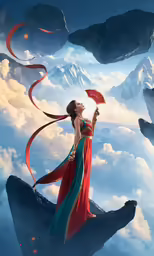 a lady standing on a mountain and holding an umbrella
