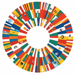 a circular chart with the flags of different countries