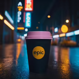 a single cup of coffee is left open on the street