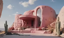 a couple of large rocks that have some type of architecture on it