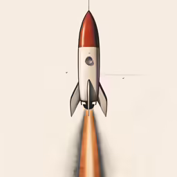 a small rocket ship launching off from earth