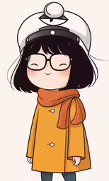 a little girl wearing a hat and coat