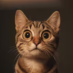 an odd looking cat looks at the camera