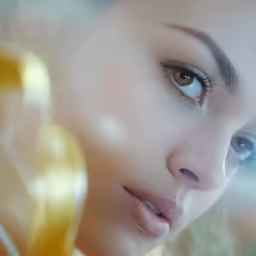 a woman has some kind of eyeliner and hair