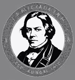 an image of a man with long hair and beard in the center of a circle,an image of the famous james adams logo