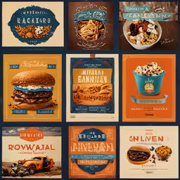 various vintage ads for fast food restaurants,several vintage advertising brochures are on display