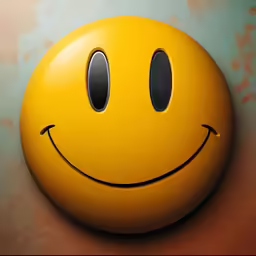 a smiley face with two eyes hanging off a wall