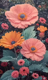 the flowers are in full bloom by the foliage