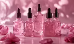 various bottle shaped glass bottles filled with water and pink roses