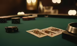 three deck poker cards, one ace and four spades on a green table