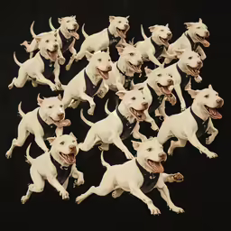 the dog figurines are wearing black leashes