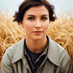 a woman is in the middle of a field