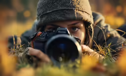 an image of a woman holding a camera in her hands