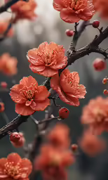 a tree filled with lots of red flowers
