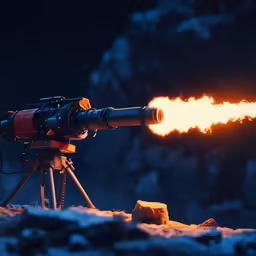 a red camera is shown with a bright orange light