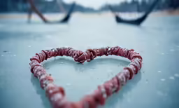 two heart shaped cookies lay together in the shape of a ribbon