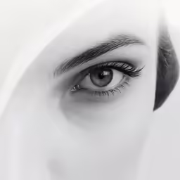 close up view of an eye and eyebrows