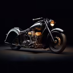 an image of a shiny motorcycle with a black background