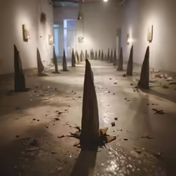 an object is in the middle of a room that has multiple walls