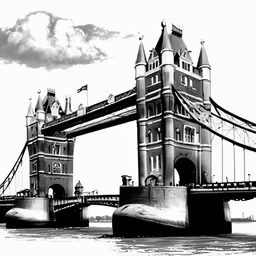 the tower bridge is going across a lake