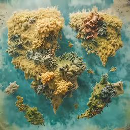 a water surface with an aerial view of a coral reef