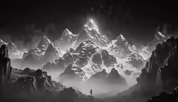 a man stands in front of a mountain with snow on it