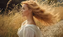 a woman wearing a white dress is in the grass