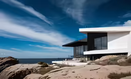 a house in the middle of an area of sand