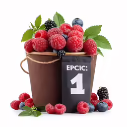 raspberries and raspberry berries are in a bucket