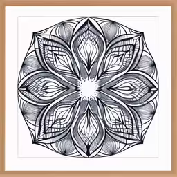 an artistic drawing with the shape of a flower,a drawing of a flower with an intricately intricate design