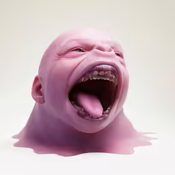 the man has a silly face and mouth