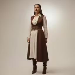 woman in costume made out of fabric and leather