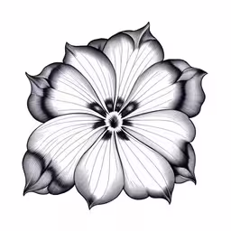 a flower drawn by ink with the shape of a flower,a flower that is black and white