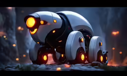 a futuristic, robotic car with glowing eyes