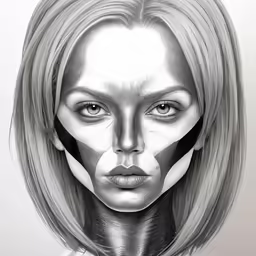 an art work of a woman with a short bobble head