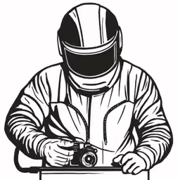 the man in a welding helmet with a camera