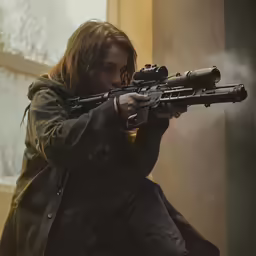 a person holding a gun in their hand