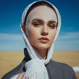 a young woman is standing in the desert