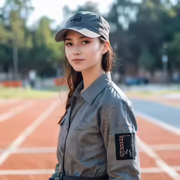 a young woman in uniform on the tennis court