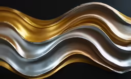 a piece of silver and gold colored metal wall