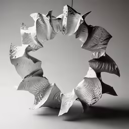 an object made of metal strips and leaves